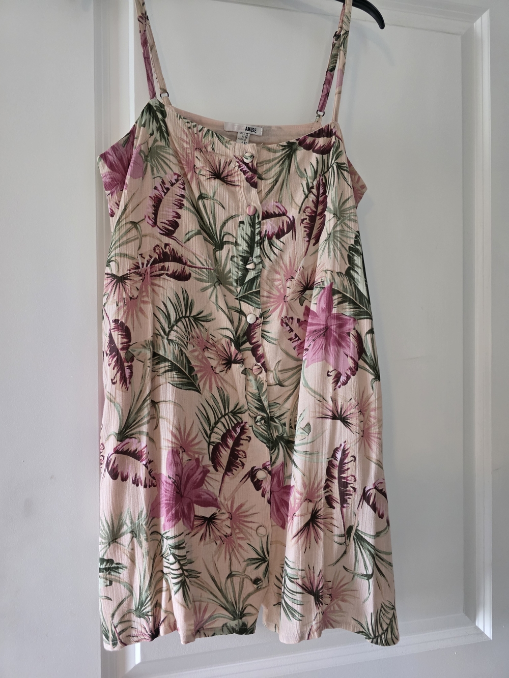 Amuse Society Pink & Green Tropical Mini Dress